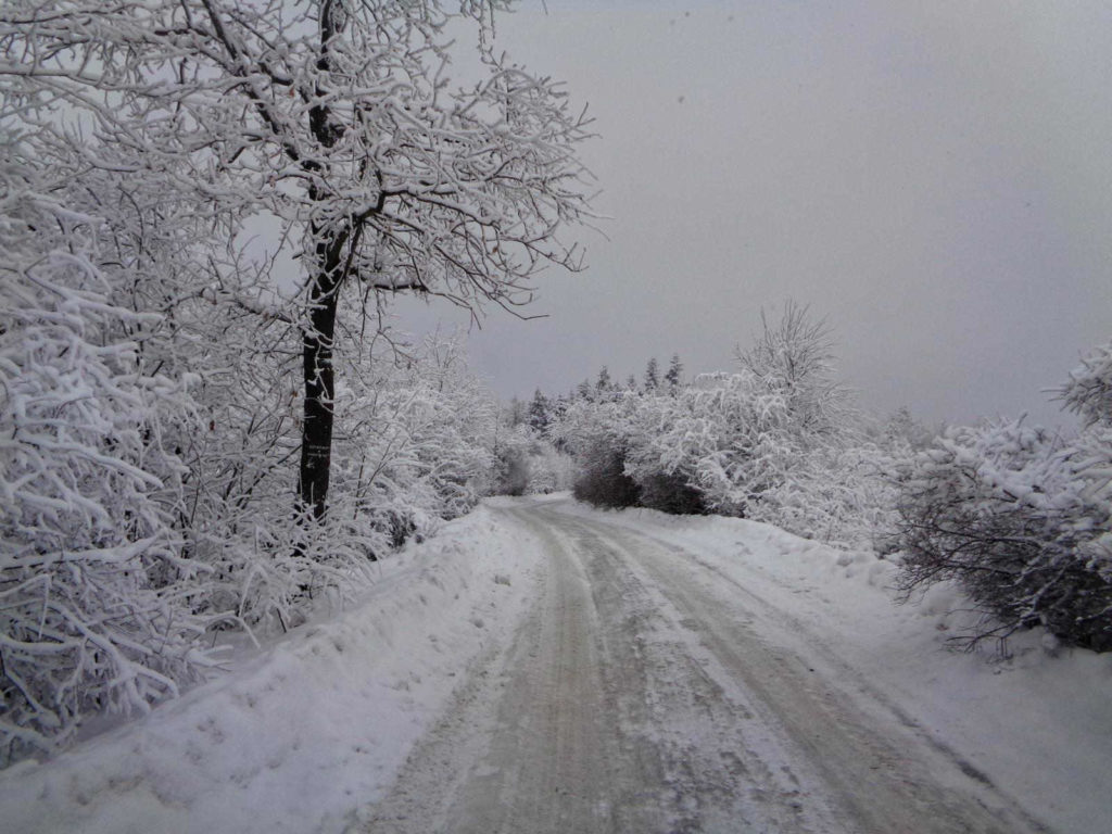 Szlak przez Górę Chełm zimą